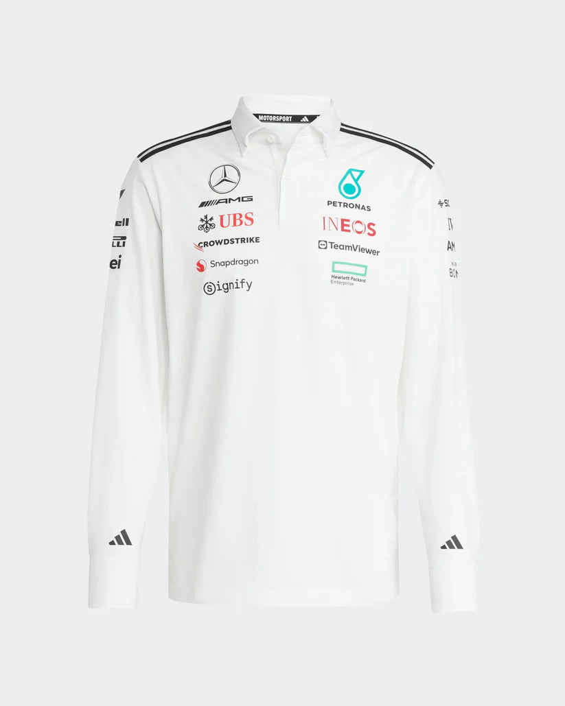 Mercedes AMG Polo Manga Larga Blanco Equipo 2025